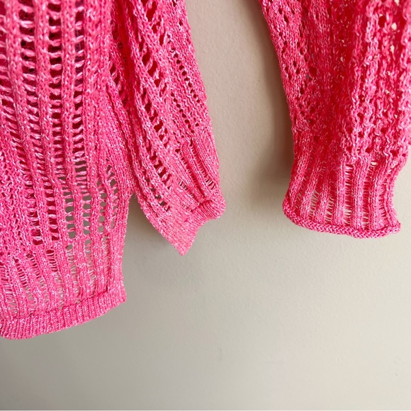 CHICO’S coral open knit sweater size XL with side slits perfect for spring EUC - Picture 3 of 7